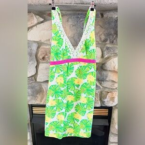 EUC Lilly Pulitzer Lilly Pad Green and Yellow Patterned Dress